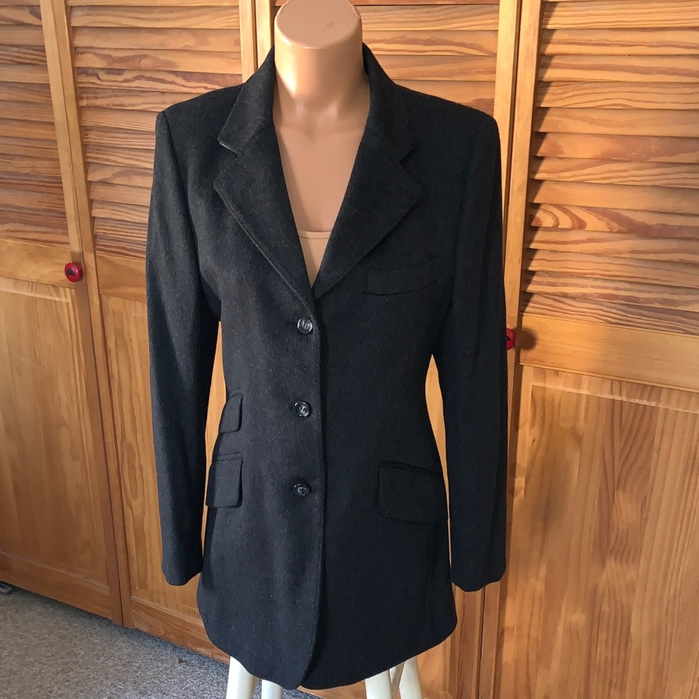 HORSE COUNTRY LARRABEE hunt coat made in ITALY US 10 36 Oxford wool charcoal